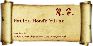 Matity Honóriusz névjegykártya